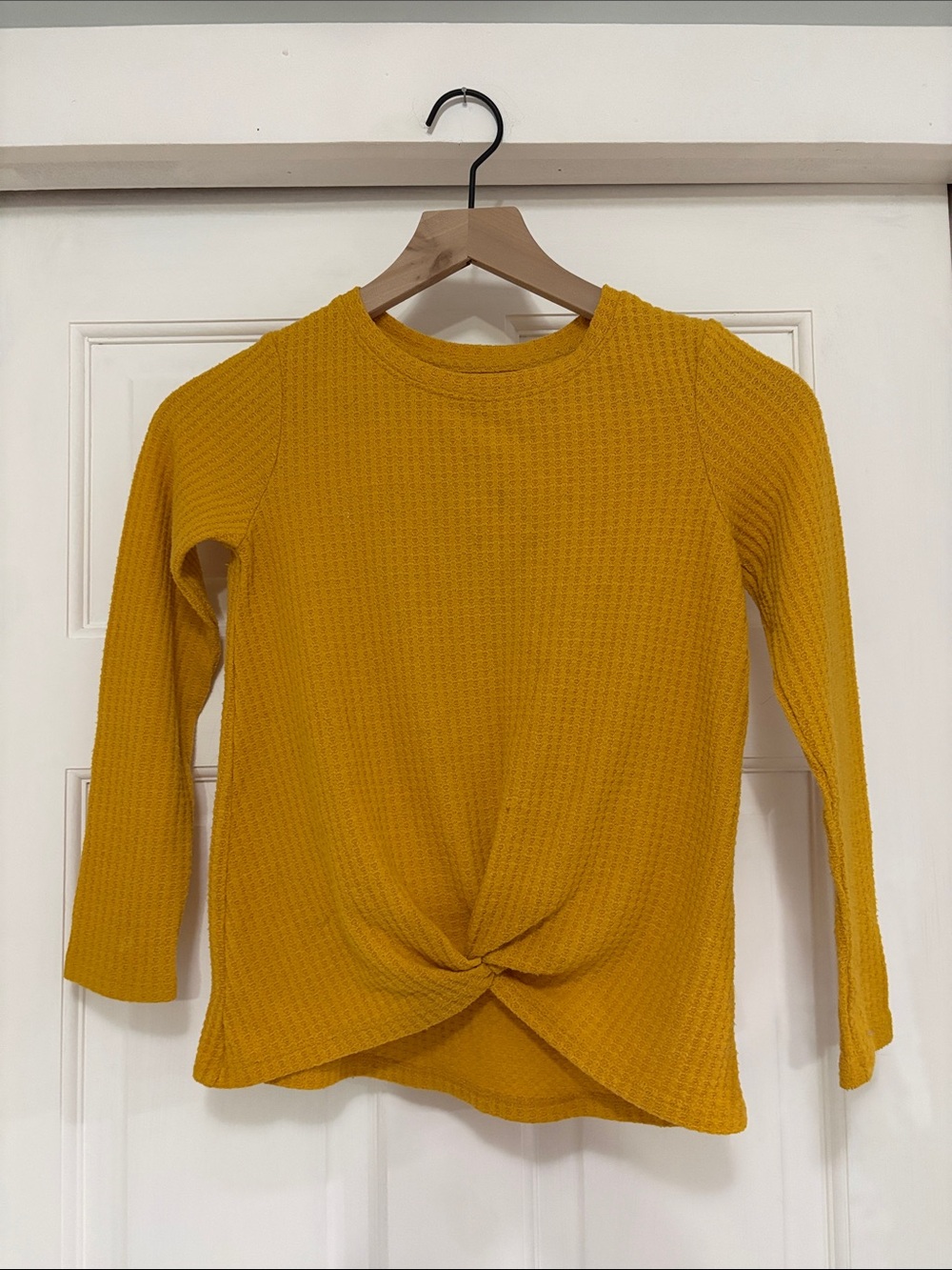 Cat & Jack Mustard Twist-Front Waffle Long Sleeve Top
